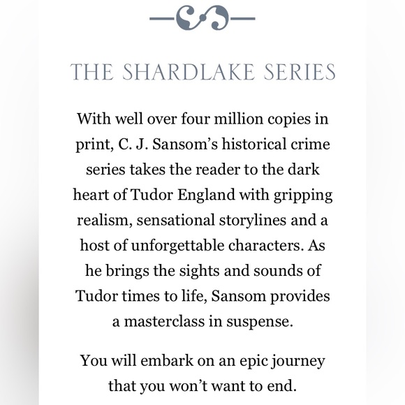 C.J. Sansom The Shardlake Series 6 paperback books in excellent condition - Picture 3 of 6